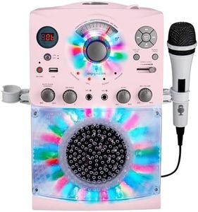 Singing Machine Portable Karaoke Machine for Adults & Kids with Wired Microphone, Rose Gold/Frosted Pink - Built-In Karaoke Speaker, Bluetooth with LED Disco Lights - Karaoke System with CD+G & USB