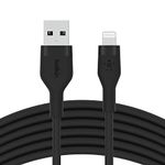 Belkin BoostCharge Flex Silicone USB Type A to Lightning Cable (3M/10FT), MFi Certified Charging Cable for iPhone 14/14 Plus, 13, 12, Pro, Max, Mini, SE, iPad and More – Black