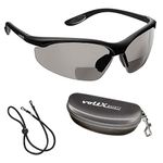 voltX 'CONSTRUCTOR' BIFOCAL Reading Safety Glasses (SMOKE/GRAY +2.0 Dioptre) UKCA & CE EN166F certified/Cycling Sports Glasses includes safety cord + Rigid Safety Case + UV400 anti fog coated lens