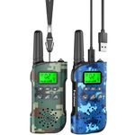 Walkie Talkies for Kids Rechargeable, 48 Hours Working Time 2 Way Radio Long Range, Outdoor Camping Games Toy Birthday Xmas Gift for Boys Age 8-12 3-5, 2 Pack Camouflage