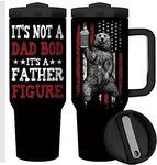 Equoza Beer Bear Dad 40oz Stainless Steel Travel Mug Tumbler with Handle, Double Wall Vacuun Insulated Cup with Lid and Straw