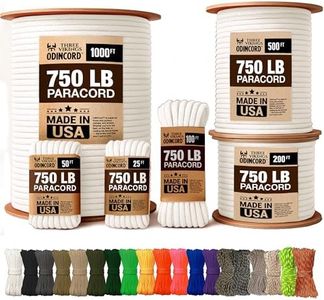 Three Vikings Paracord Rope - 100% Nylon 11 Strand Core - Type IV 750lb - Stronger Than Basic Paracord 550 Cord - Made in USA - Available in Continuous Spools and Many Colors - White - 1000 ft