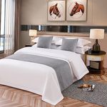 OSVINO Solid Bed Runner Microfiber Simple Bedding Protector Lightweight Durable Bed End Scarf for Wedding Hotel Room, Light Gray, Full/Queen