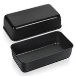 HaWare 2 lb Loaf Tin, Stainless Steel Bread Tin Set of 2, Non-Stick Loaf Pan for Baking Banana Bread/Cake/Meatloaf/Lasagna, 23.5 x 12.5 x 6.5cm, Healthy & Non-Toxic, Rust Resistant - Black