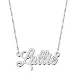 UMAGICBOX Personalized Silver Name Necklace Lottie - Customizable Engraved Stainless Steel Pendant for Women - Unique Gift for Birthdays, Anniversaries, Graduations, and Valentine's Day