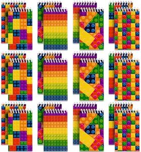 Bedwina Mini Building Block Notebooks (Bulk of 32) Spiral Notepads In Assorted Brick Styles, In Kids Pocket Size, For Birthday Party Favors, Goodie Bag Stuffers, Children Classroom Rewards