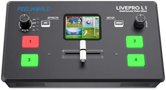 FEELWORLD LIVEPRO L1 V1 Multi Camera Video Mixer Switcher 2 Inch LCD Display 4 x HDMI Inputs USB 3.0 Output Format Real Time Production Live Streaming Lightweight