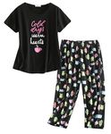 BERDITH Soft Womens Nightwear, Plus Size Ladies Pyjamas Sets Cotton Blend Pajamas Summer Sleep Lounge Loungewear PJS Set for Women Gift Mothers Day Mum Mummy UK Size 20-22,Black cups