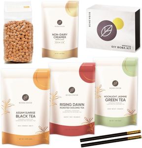 Boba Snob Boba Tea Making Kit, Bubble Tea Kit with Boba Gift Set, Boba Tea Maker Kit with Premium Loose Leaf Teas, Tumbler, Two Stainless Steel Boba Straws, Teaspoon, and Tapioca Boba Pearls (Medium)