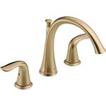 Delta Faucet Lahara 2-Handle Widespread Roman Tub Faucet, Gold Tub Faucet, Roman Bathtub Faucet, Delta Roman Tub Faucet, Tub Filler, Champagne Bronze T2738-CZ