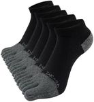 ZAKASA Five Toes Socks Men: 5 Finger Sock Men Cotton Athletic Trainer Running Ankle Socks Breathable Mini Crew Sports Low Cut Sock 5 Pairs Size 10-12 Black 5 Pairs