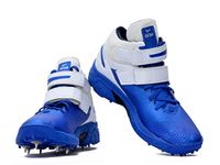 SEGA BOLD Men's Bowling Cricket Boots, with Metal Spikes, Blue/Grey/White, Cricket Shoes (Blue, numeric_10)