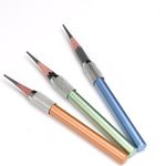 3 PCS Pencil Extender for artists,Metal Coloured pencil extenders,Rod Single End Handle Pencils Holder Lengthener,Pen Lengthener Extenders Tool