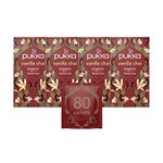 Pukka Herbs | Vanilla Chai Organic Herbal Tea Box | Energising Infusion With Cinnamon, Cardamom, Ginger, Fennel | Perfect For Vitality | Caffeine Free | 4 Packs | 80 Plant Based Biodegradable Tea Bags