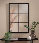 DEENZ Window Style Wall Mirror Durable Frame Indoor/Outdoor Living Collection Rectangular Wall Mirror 50X76Cm (Black)