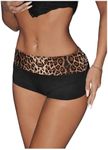 SweatyRocks Women's Leopard Print Mini Shorts Color Block Drop Waist Y2K Streetwear Shorts Black X-Small