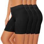 POKARLA Ladies Cotton Boxer Shorts Underwear Anti Chafing Safety Shorts Women Slip Shorts Under Dress Cycling Shorts Boyshorts Panties Black Medium 4 Pack