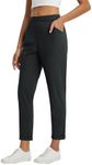 BALEAF Womens Travel Pants Petite Dressy with Pockets Ankle 7/8 Work Business Casual Golf Slacks Stretch Black 2XL