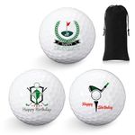 Threan 3 Pcs Happy Birthday Golf Ball Gift Set funny Novelty Golfer Present for Men Dad Golfing Fan One Standard Size Unit (Classic Birthday)