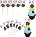 Rsstarxi 40 Pack Bowling Cupcake Toppers Sport Bowling Party Cupcake Picks Bowling Alley Themed Birthday Party Cake Decorations for Baby Shower Kids Birthday Party Decorations