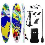 10'6" / 320m Inflatable Stand Up Paddle Board | Inflatable SUP Board Beginner's Surfboard Kit w/Adjustable Paddle | Air Pump w/Pressure Guage | Repair Kit | Premium Leash & Carry Backpack