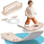 Wooden Wobble Balance Board Kids, 27 Inch Balance Board Toddlers with Solar System Pattern, Space Toy Rocker Board with Rope for Indoor&Outdoor Exercise, Open Ended Learning Toy for Body Training,