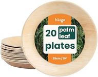 Haago 20 Pack Palm Leaf Plates 10"/25cm (Round) Better Than Bamboo Plates Disposable Wooden Plates. Ideal for Wedding, Party, Picnic, Outdoor. Biodegradable Plates, Compostable Plates