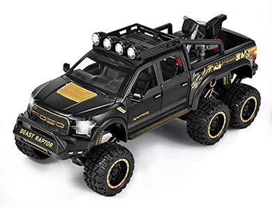 F-150 Pickup Truck Toy Refitted 6x6 Off-Road Model Truck 1/24 Scale Die-Cast Metal Toy Car ( Black)