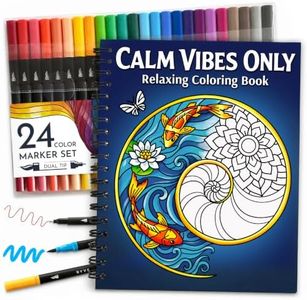 Adult Coloring Book for Women with 24 Markers, Spiral-Bound Stress Relief