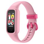 BIGGERFIVE Vigor 2 L Kids Fitness Tracker Watch for Boys Girls Ages 5-15, IP68 Waterproof, Activity Tracker, Pedometer, Heart Rate Sleep Monitor, Calorie Step Counter Watch, Pink