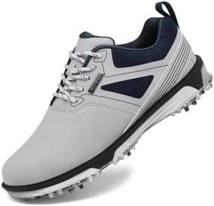 ULTIANT Men's Golf Shoes Fixed Nailless Sole Waterproof Lightweight No-Slip Walking Shoes Size7.5-14(Grey,41.5)