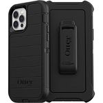 OtterBox iPhone 12 & iPhone 12 Pro Defender Series Case - Black, Rugged & Durable, with Port Protection, Includes Holster Clip Kickstand