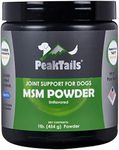 PeakTails MSM Powder for Dogs, 1 lb, Hip and Joint Support Supplement, 99.9% Pure Distilled MSM, Made in The USA