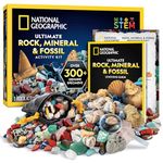 NATIONAL GEOGRAPHIC Rock Collection for Kids – 300+ Piece Gemstones and Crystals Set includes Geodes and Real Fossils, Rocks and Minerals Science Kit for Kids, Geology Gift for Boys and Girls