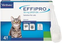 Virbac Effipro Spot-On Cat Flea Treatment - Vet Strength Flea and Tick Treatment for Cats 1kg+ - Pack of 4 Pipettes