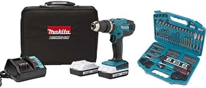 Makita HP457D 18 V Cordless Li-ion Combi Drill Kit and Accessory Set, 101 pc.