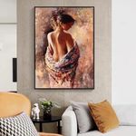 ZHAOLIN Abstract Semi Naked Woman Oil Painting Sexy Beauty Canvas Poster and Prints Wall Art Pictures for Bedroom Bathroom Decor 40x60cm Frameless