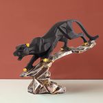 ZART Black Cheetah Showpiece for Home Decor Showpiece | Black Panther Statue | Jaguar Statue for Home Decorative Item | Animal Figurines Decorative Item for Home Décor Showpiece (Black)