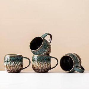 lpylxingyan Large Ceramic Coffee Mug - 20oz Big Tea Cup,Blue, Set of 4