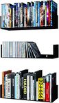 SHIOK DECOR Bali Black Floating Shelves for Wall, CD DVD Storage Shelves and Metal Bookshelf Set of 3