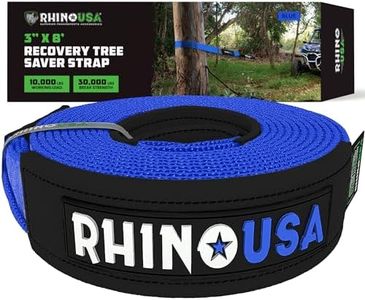 Rhino USA Tree Saver Tow Strap (3" x 8') - 31,518lb Break Strength - Emergency Recovery Strap Winch Extension for Truck, UTV, ATV & More - Heavy Duty Straps Compatible with Jeep, Ford, Toyota (Blue)