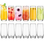 Highball Glasses Set of 12, 18 oz Drinking Glasses, Suitable for Glasses for Wine, Iced Tea Glasses, Mojito Kit, Cocktails, Drinks, Office, Parties, Weddings and Gifts