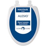 MAYFAIR 1864SLOWA 000 Alesio II Toilet Seat Will Slow Close, Never Loosen and Provide The Perfect Fit, Elongated, Highly Stylized Durable Enameled Wood, White