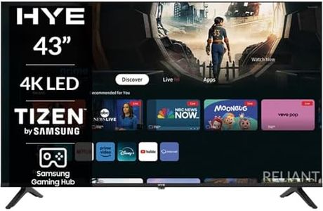 HYE 43 Inch TV Frameless Slim 4K UHD LED Tizen Smart Display With Wi-Fi, Bluetooth, HDMI & USB – Stylish Smart Television for Bedroom or Living Room – 43" TV 43UHDS2008 [2025]