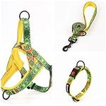 MEIYAH PET Dog Harness with Collar and Leash Set All-in-one Modern Luxury Colorful Sublimation Neoprene Padded Adjustable Buckles Soft and Breathable No Pull Dog Harness with Handle (Yellow, S)