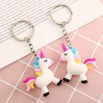 MorningVale Silicone Cute Unicorn Keychain Key Ring Holders Keychain & Bag Charm | Mix Charms Keychain | For Unicorn Lovers | Ideal For Girls Return Gifts- Pack Of 2, White