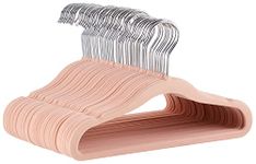 Amazon Basics Kids Velvet, Non-Slip Clothes Hangers, Blush Pink/Silver - Pack of 50