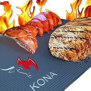 Kona Best BBQ Grill Mat - Heavy Duty 600 Degree Non-Stick Grill Mats Outdoor Grill | Premier BBQ Grill Accessories Nonstick Grill Matt (Set of 2) Engineered in The USA | 7-Year Warranty