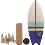 valuents Wooden Balance Board in Surfboard Shape with Wheel for Neuromuscular Response Training + Plus Holder