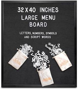 Black Felt Menu Board Black Frame 32x40 Inch, Large Letter Board with Letters, Executive Letter Board for Business Restaurant Menu